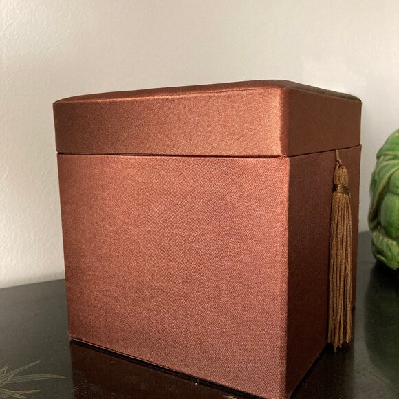 Chocolate Brown Satin Cover Box for Jewelry, Accessories, or Keepsakes - Picture 4 of 6